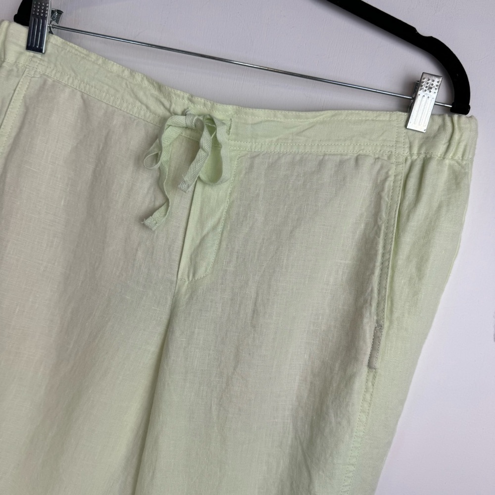NWT J.Jill Love Linen Relaxed Pants Sz Large Lemon Lime Cuffed Hem - Picture 5 of 13